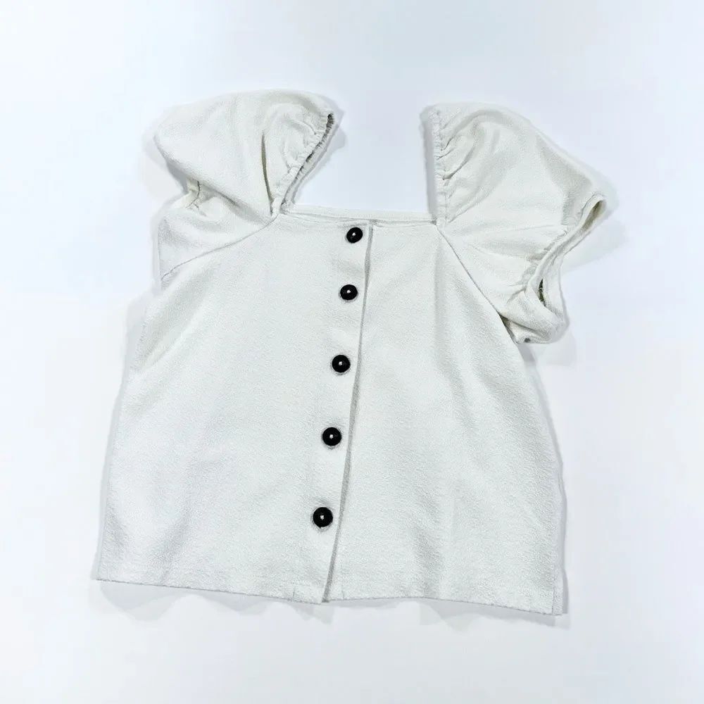 Madewell cream button front cap sleeve top M